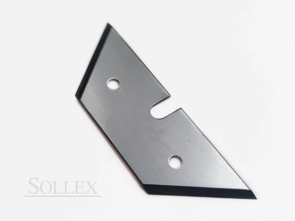 Sollex 950V Trapezoid Blade with 2 Cutting Edges Kniven av typen Martor 614 är slipad på de två kortsidorna för att skära material i horisontell riktning - Läs mer om kniven i Sollex blogg