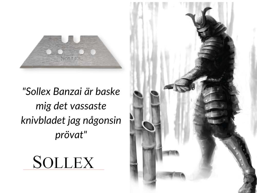 Sollex Banzai knivblad - förmodligen världens vassaste knivblad Sollex Banzai knivblad - mycket  tåligt och vasst knivblad