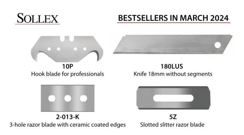 Sollex best-selling knives for the month of March 2024