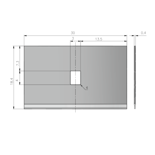 Sollex P1107V industrial razor blade drawing dimensions