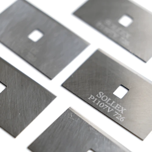 Sollex P1107V industrial razor blade in carbide type Feather 98100 with high hardness 80 HRC