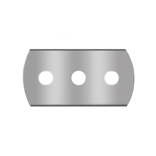 Lames de rasoir industrielles arrondies Sollex 1-013 avec 3 trous pour les rebobineuses à refendre dans la transformation des films plastiques