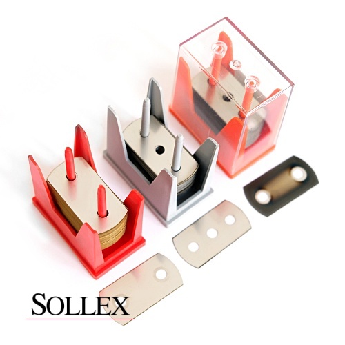 Sollex slitter industrial razor blades for plastic film manufacturers - Stainless, coated with titanium, ceramic