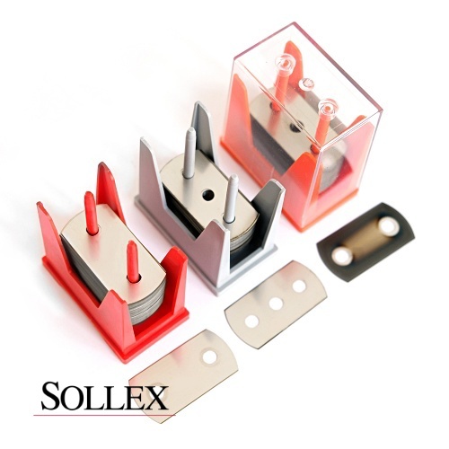 Sollex slitter industrial razor blades for plastic film manufacturers in packs - Stainless, coated with ceramic