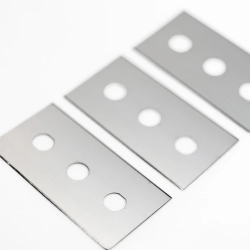 Slitter rewinder razor blades with 3 slots for slitting and converting of film and foils - Sollex