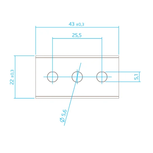 Three-hole blade Martor 37040 - Drawing, dimensions - Sollex