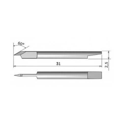 Dimensions of Summa tangential blade T60 60 degrees Sandblast - Sollex CNC knives