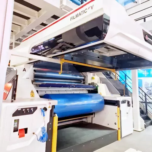 W&H Windmöller Hölscher Filmatic V II plastic film slitter rewinder - Sollex at K 2025 trade fair