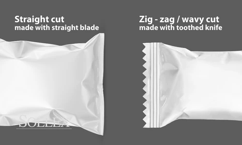 Examples of wavy and straight cuts - sealed aluminium sachet bags - Sollex blog