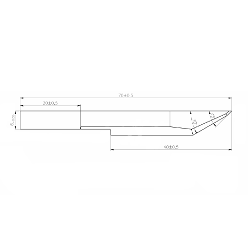 Drawing Z46 knife with longer shank specially adapted to cut wood-based corrugated board, cardboard - Sollex