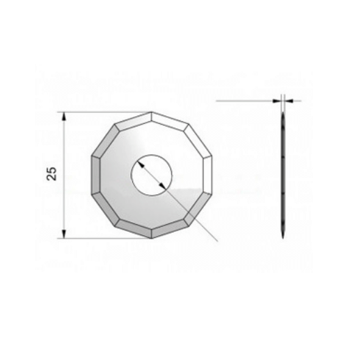 Ritning Z50 Skärdjup 3.5mm. För Zünd skärmaskiner DRT, PRT. 10-sidig kniv motsvarande Zünd 3910335