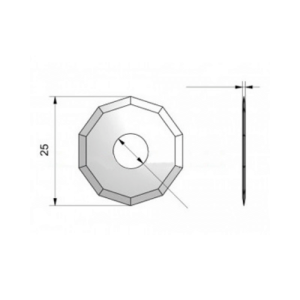 Drawing of Sollex Z50 CNC knife for Zünd digital cutters DRT & PRT, decagonal, equivalent to Zünd 3910335