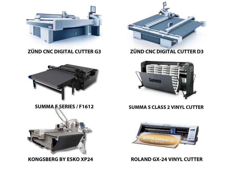 ZUnd CNC digital cutter G3, D3, Summa F series cutter, Summa S class CNC, Kongsberg cutter table, Roland vinyl cutter - Sollex