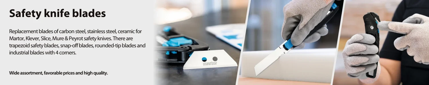 Martor Slice Klever säkerhetsknivblad: säkra trapetsformade knivblad, brytblad, keramiska knivblad med rundade spetsar - Sollex