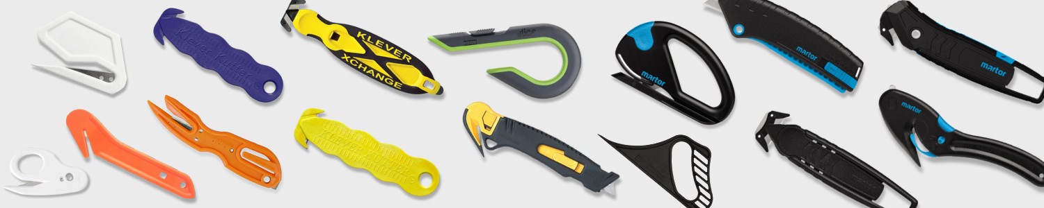 Safety knives made by Martor, Slice, Mure&Peyrot, Sollex foil cutters