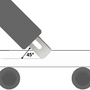 Sollex cutting angle illustration 45 degrees razor blade orientation