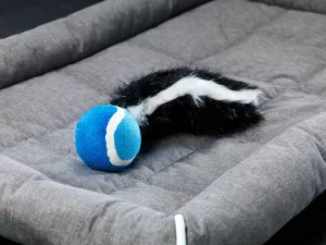 En rolig bolleksak med pipljud från Dogman. Leksaken har en stor lurvig fuskpälssvans som är fäst i tennisbollen, vilket gör den både roligare att jaga och fånga.