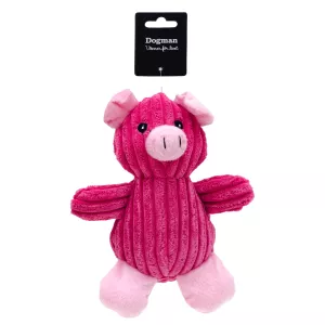 Klassisk hundleksak i manchestertyg och plysch med pip i roliga färger. Levereras i någon av färgerna på bild.  Längd: 23cm