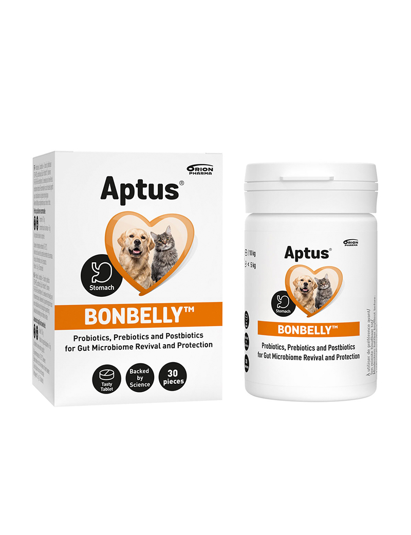 Aptus Bonbelly stödjer ditt djurs tarmbalans, matsmältning och immunitet. Den rekommenderas för en sund tarmflora, t ex vid diarré, användning av antibiotika eller vid foderbyt