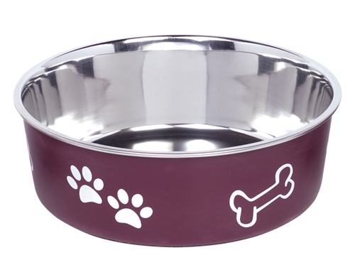 Fusion matskål till hund i vinröd färg