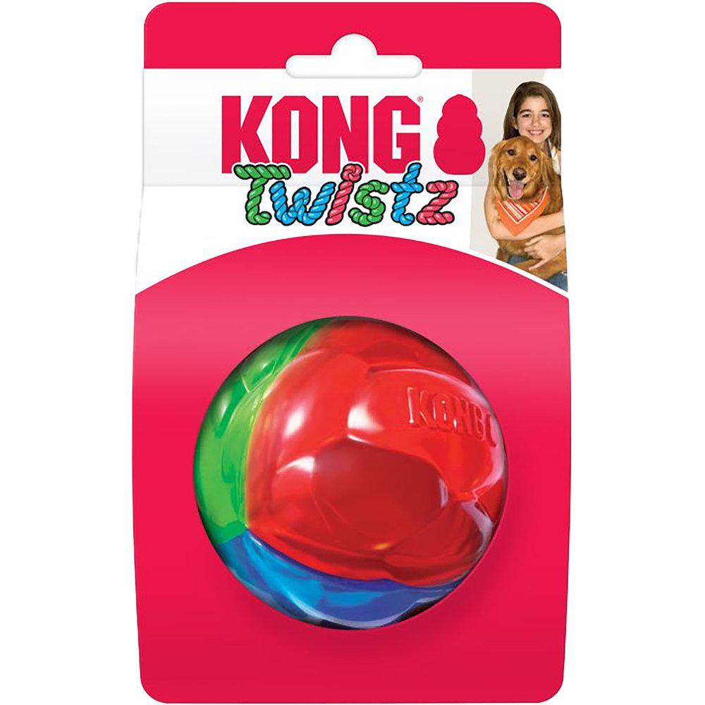 KONG Twistz Ball är en boll med ett hållbart material som studsar roligt, samtidigt som det tillfredsställer jakt- och apporteringsinstinkter.