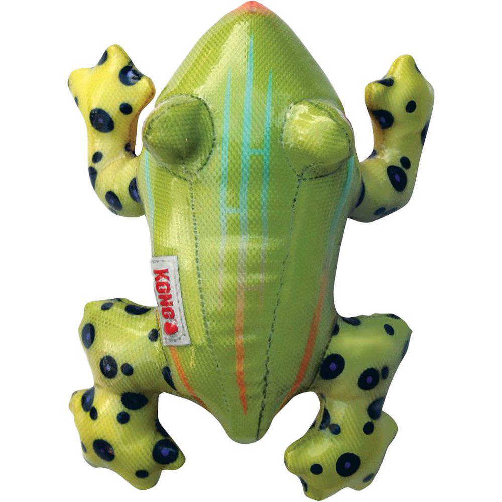 Kong Shields Tropics Frog har en förseglad utsida som gör den extra tålig och även enkel att torka av vilket gör att den passar både för inomhus- och utomhuslekar.