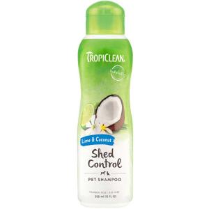 TropiClean Lime & Cocoa Pet Shampoo med omega 3 och 6 ger näring till huden för att effektivt minska fällning och ge en uppfräschande djuprengöring. Granatäpple och awapuhi hjälper till att avlägsna löst hår och tovor,