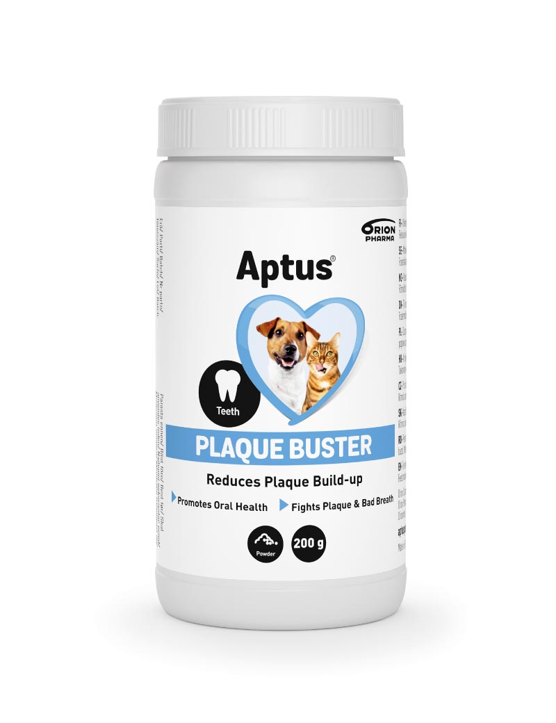 Aptus® Plaque Buster är lätt att använda genom att blanda med fodret. Renare tänder och bättre andedräkt kan förväntas inom 1-2 månader efter produkten börjat användas.