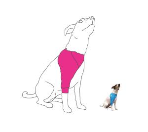 VetHelps benskydd ett perfekt alternativ. Benskydd för framben används för att skydda operationssår och skada under läkningsprocessen istället för att använda tradtionell transparant krage.