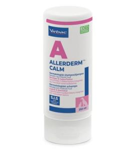 Lindrande och återfuktande schampo till hund och katt, passar extra bra för känslig och irriterad hud. Allerderm Calm är utvecklat för att möta behoven hos hundar och katter med obalans i hudbarriären.