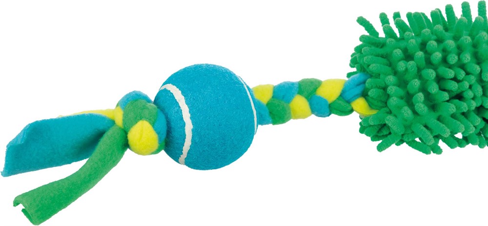 Trixie Bungee Tugger med tennisboll boll har ett robust rep med inbyggd expander. Perfekt att kasta, jaga efter, apportera eller ha dragkamp med din hund.