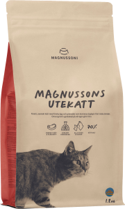 Magnussons Utekatt är ett helfoder för kattungar och vuxna katter med lite högre energinivå. Anpassat för katter med ett större rörelsemönster och högre energibehov,