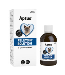 Aptus FeliLysin Solution innehåller L-lysin, en livsviktig aminosyra, som katten inte kan producera naturligt.
