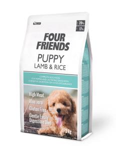 FourFriends Dog Puppy Lamb & Rice är det senaste tillskottet i FourFriends torrfoder-serie för hundar. Ett skonsamt torrfoder med lammkött och ris som endast innehåller en animalisk proteinkälla.