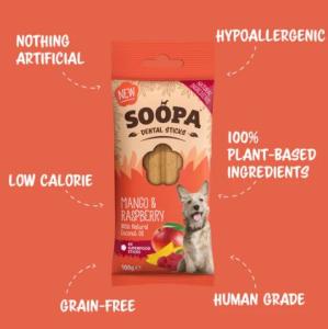 Soopa Healthy Bites är spannmålsfria, allergivänliga och tillverkade av naturliga ingredienser av humankvalitet. De hjälper till att hålla din hunds tänder rena och förbättrar andedräkten.
