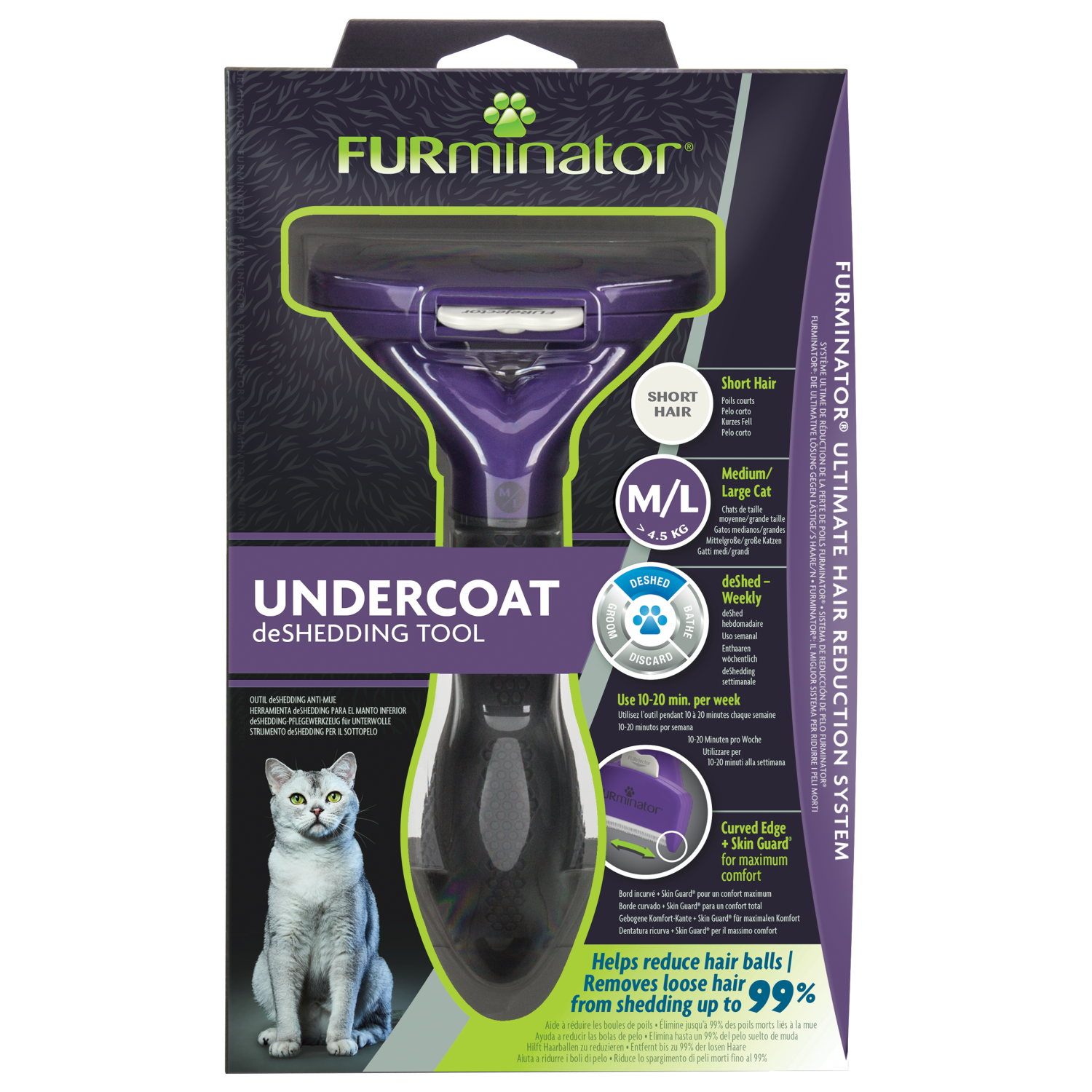 FURminator Undercoat deShedding Tool Medium/Large Cat Short Hair