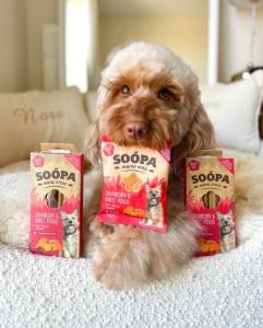 Soopa Healthy Bites är spannmålsfria, allergivänliga och tillverkade av naturliga ingredienser av humankvalitet. Dessa små bitar är utmärkta att använda för träning.