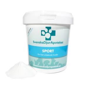 Svenska DjurApotekets Sport är en mix med MSM, C-vitamin och aminosyror som ger en snabbare återhämtning efter träning och ökar muskelmassan.