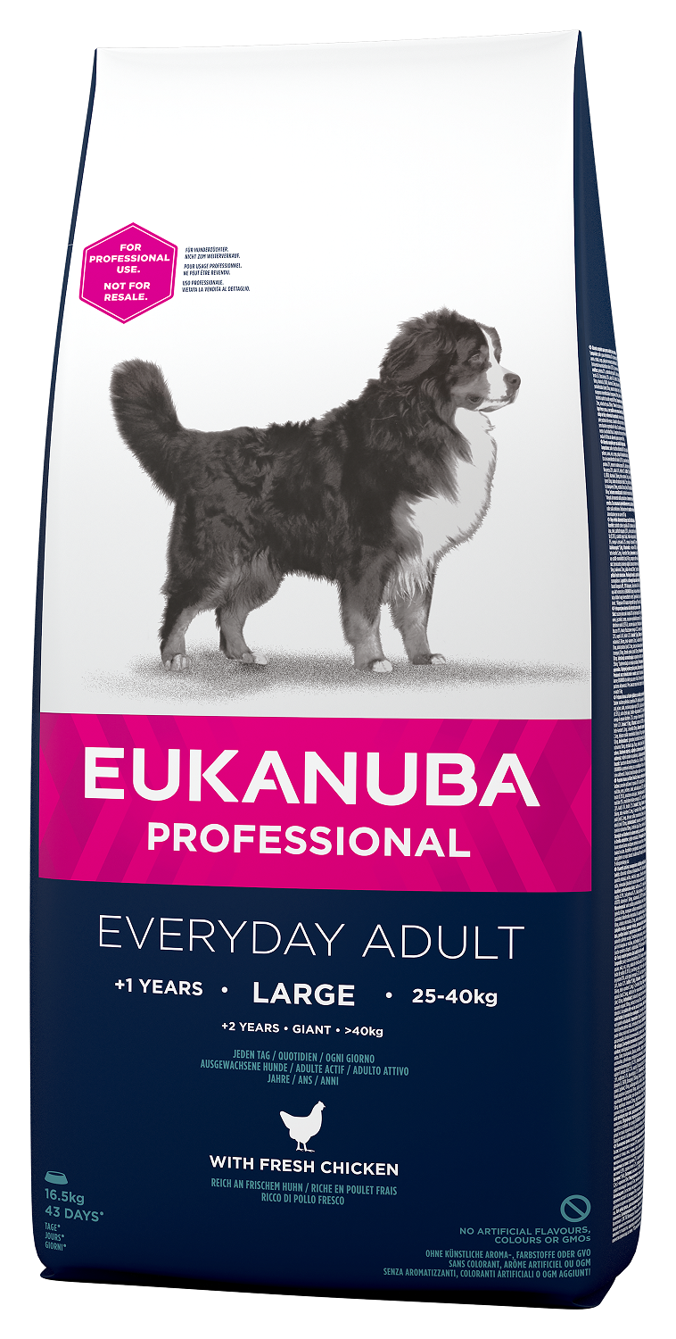Eukanuba Everyday är ett prisvärt foder med kyckling och kalkon som främsta proteinkälla och innehåller alla de viktiga mineraler och vitaminer som din hund behöver.