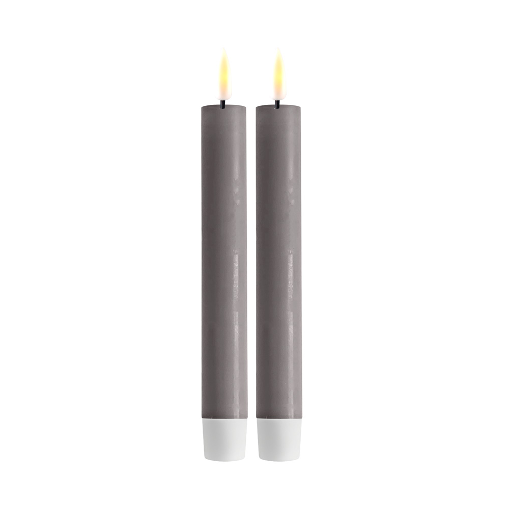Deluxe Homeart Real Flame LED-ljus 2-pack Kronljus Ø2,2x15cm Grå