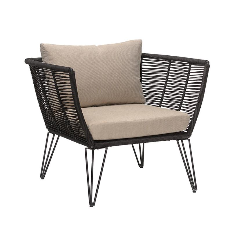 Bloomingville Mundo Loungestol Svart med Beige Dynor