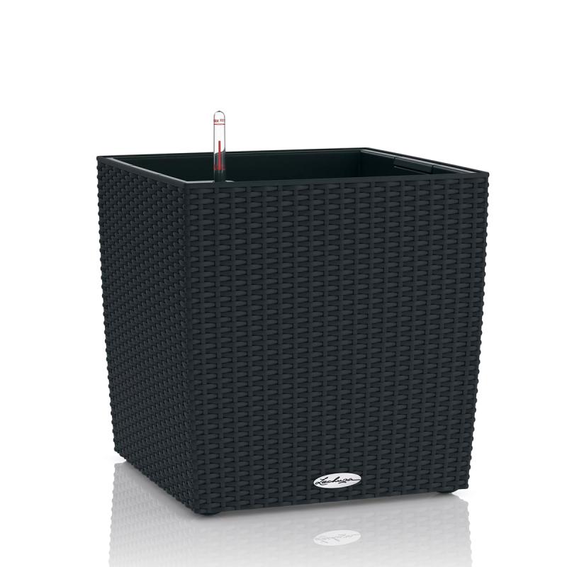 Lechuza Cube Cottage 30 Självbevattningskruka Graphit Black