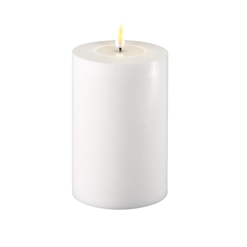 Deluxe Homeart Real Flame Led-Ljus Blockljus Ø10x15cm Vit