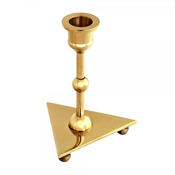 Gusums Messing Ljusstake med Trekantig Fot. Design Fredrik Strömblad