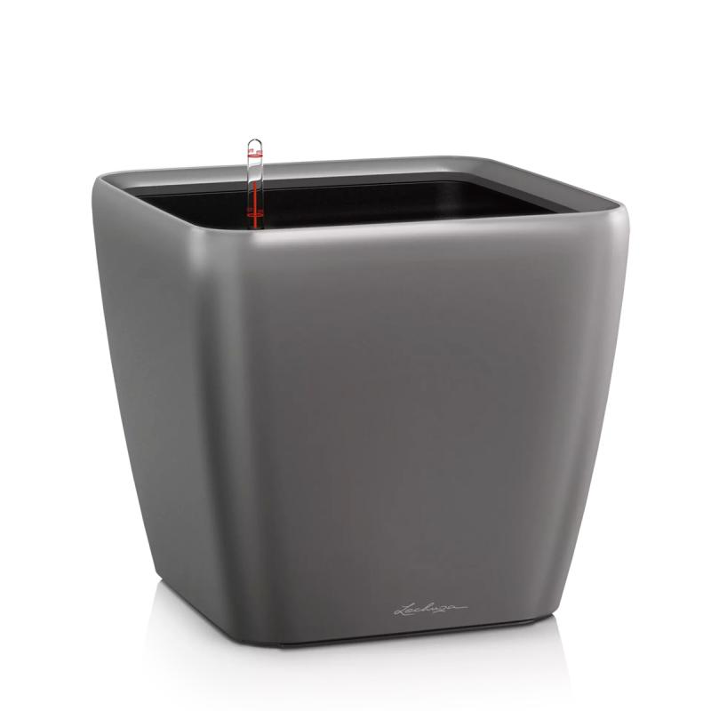 Lechuza Quadro 35 Premium Självbevattningskruka Charcoal Metallic