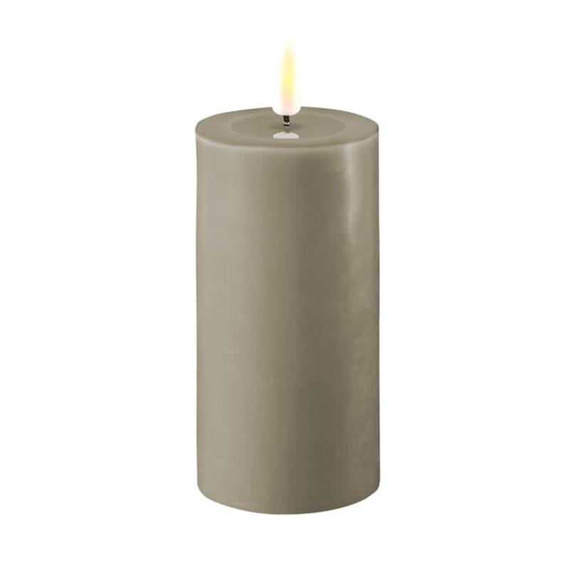 Deluxe Homeart Real Flame Led-Ljus Blockljus Ø5x20 cm Sand