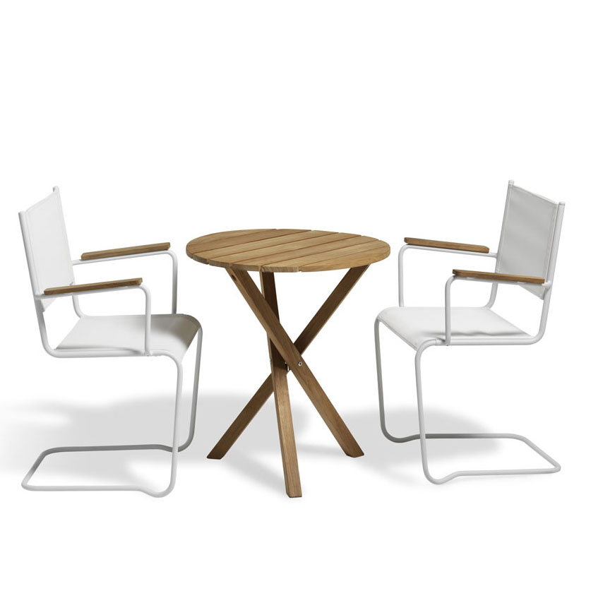 Summer Caféset Teak Bord och 2 vita stolar