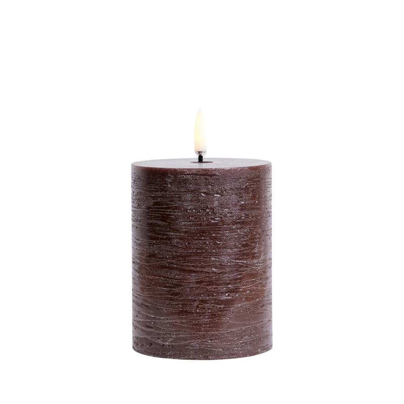 Uyuni Lighting Led Blockljus Brown Rustic Ø7,8cm Ø7,8x10cm