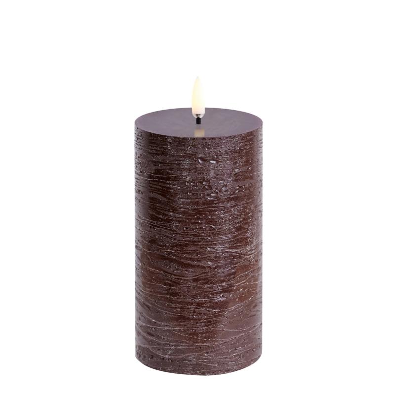 Uyuni Lighting Led Blockljus Brown Rustic Ø7,8cm Ø7,8x15cm