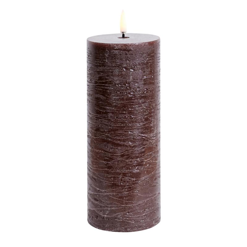 Uyuni Lighting Led Blockljus Brown Rustic Ø7,8cm Ø7,8x20cm